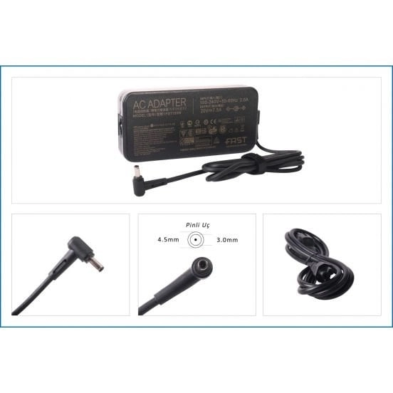 ASUS 20V 7.5A 150W SLIM ADAPTÖR (4.5 X 3.0MM İÇİ İĞNELİ İNCE UÇ)