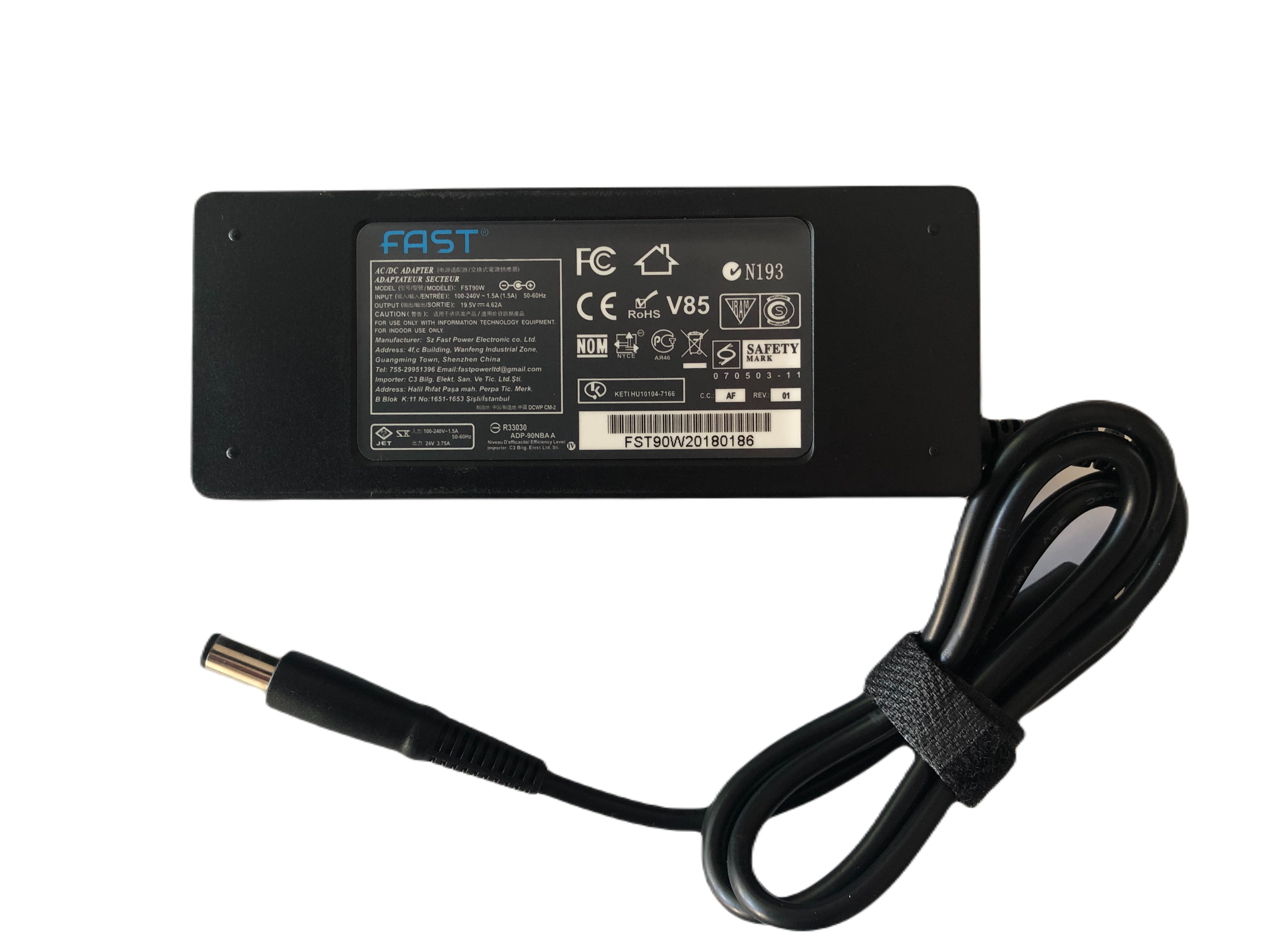 Dell Notebook Adaptörü 19.5v 4.62A 90WATT  7.4*5.0mm Pinli 