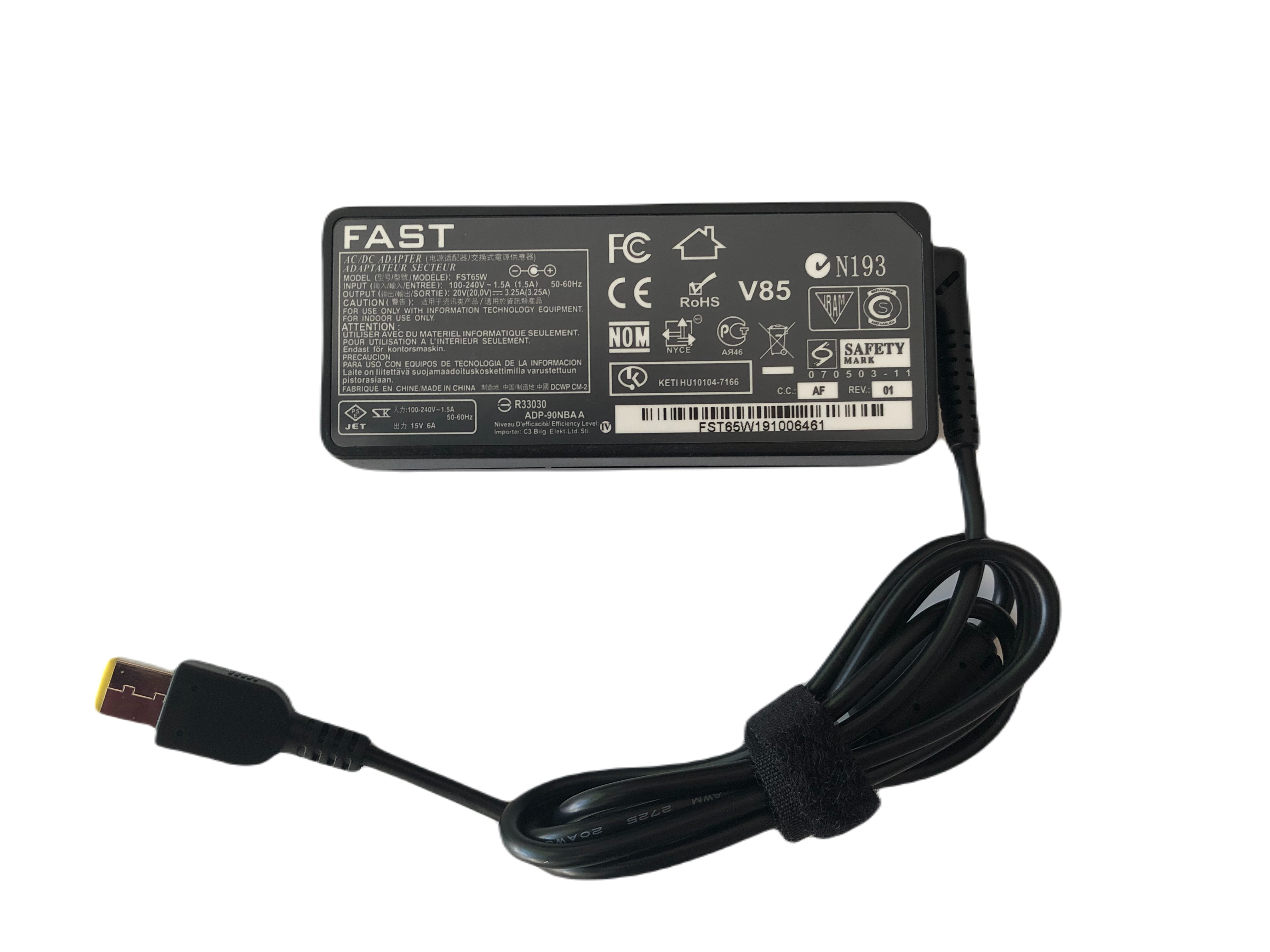 Fast 20V 3.25A 65 WATT  USB Uç Lenovo Notebook Adaptörü